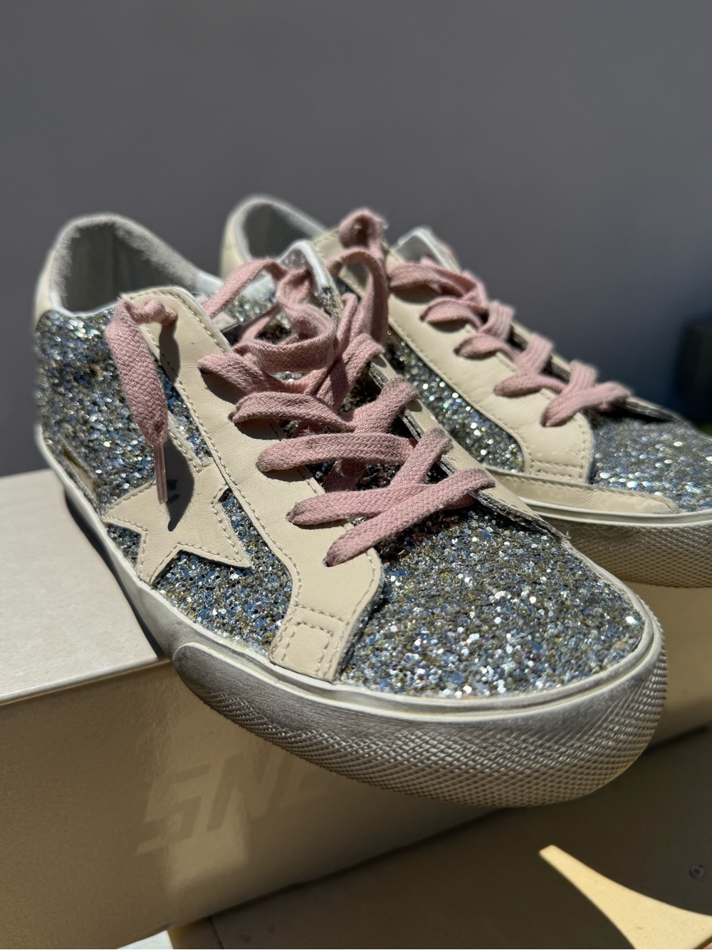 Golden Goose Excl Ltd Edition #71/350 Platinum Glitter Super-Star Sneakers EU 38